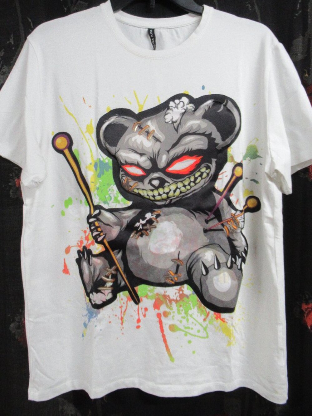 Tolga Kisa Voodoo Bear Paint Splatter Tee